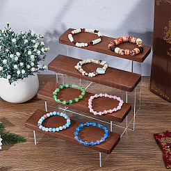 4-stöckiges Organizer-Rack aus Holz und Acryl&nbsp;ODIS-WH0070-13A