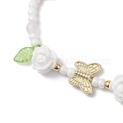 Bracelets en perles de verre et perles tressées en résine pour femmes&nbsp;BJEW-MZ00237