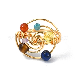 Kupferdraht umwickelter Vortex-Fingerring&nbsp;RJEW-TA00101-01