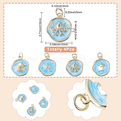 4 pendentif en laiton émaillé doré océan&nbsp;KK-TADJ0001-32