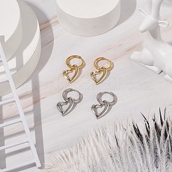 2 par de pendientes de aro colgantes de corazón de latón de 2 colores&nbsp;EJEW-JE05066