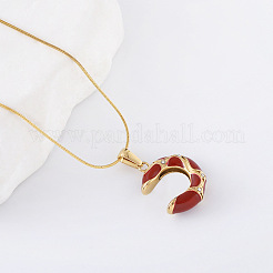3 collier pendentif en forme de C en acier inoxydable émaillé rouge foncé pour femme&nbsp;KS7692