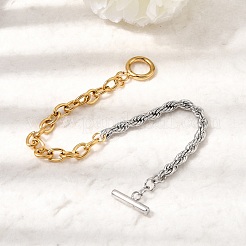 Bracelets bicolores en acier inoxydable 304&nbsp;BJEW-G786-01GP-01