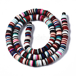 Flache runde handgemachte Polymer Clay Perle Spacer&nbsp;CLAY-R067-4.0mm-M2