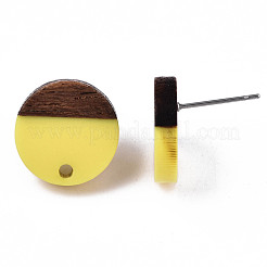 Fornituras de aretes de resina opaca y madera de nogal&nbsp;MAK-N032-008A-B05
