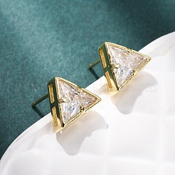 Boucles d'oreilles en laiton zircon cubique micro pavé clair&nbsp;EJEW-C174-02F-G