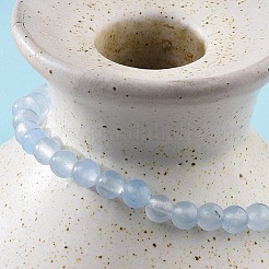 4 mm rundes Armband aus natürlich gefärbten Aquamarinperlen für Männer&nbsp;X-KG3069-23