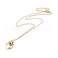 Collar con colgante de anillos de enclavamiento de rhinestone de cristal&nbsp;NJEW-G085-11G