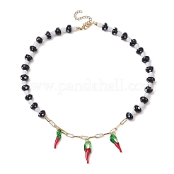 Colliers pendentifs faits à la main en forme de champignon et de piment&nbsp;NJEW-JN05142