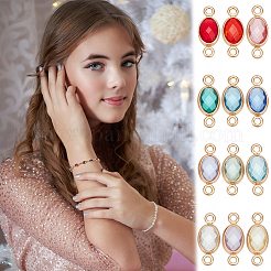 24 pz. 12 colori ottone pavé vetro sfaccettato connettore charms&nbsp;KK-UN0005-53