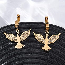 Pendientes de aro con rhinestone de acero inoxidable 304&nbsp;EJEW-Z098-32G