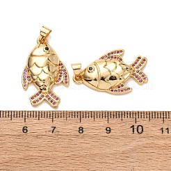 Pendentifs avec zircon cubiques à micro-pavés en laiton&nbsp;KK-K408-61G-01