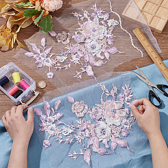 Accessori per ornamenti ricamati in poliestere con perline floreali 3d&nbsp;DIY-WH0622-001B