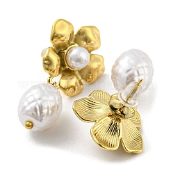 Orecchini a bottone a forma di fiore in acciaio inossidabile 304&nbsp;EJEW-M233-01G