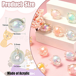 60 pièces 6 couleurs placage uv arc-en-ciel perles acryliques irisées&nbsp;OACR-CJ0001-36
