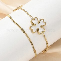 Braccialetti multifilo con ciondolo in perla di conchiglia in acciaio inossidabile 304&nbsp;BJEW-U028-01G