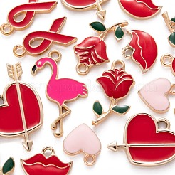 36 stücke 6 stil valentinstag legierung emaille anhänger&nbsp;ENAM-LS0001-72
