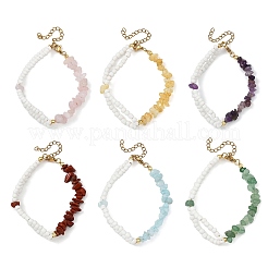 Pulseras de cuentas de piedras preciosas naturales y cuentas de vidrio para mujer&nbsp;BJEW-JB14137