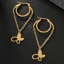 Boucles d'oreilles créoles papillon en acier inoxydable 201&nbsp;OP8572