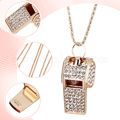 Collier avec pendentif sifflet en strass en fer et chaîne pop-corn pour femme&nbsp;NJEW-DR0001-03C