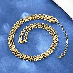 Collane con catena rolò testurizzata in ottone da 4 mm per uomo e donna&nbsp;NJEW-L012-05G