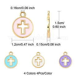 16pcs 4 Farben hellvergoldete Legierungs-Emaille-Anhänger&nbsp;ENAM-FS0001-85