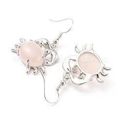 Orecchini pendenti con granchio in quarzo rosa naturale&nbsp;G-Z033-13P-02