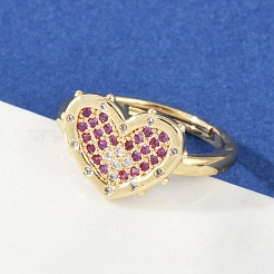 Einstellbare messing micro pave zirkonia ringe&nbsp;RJEW-S400-03G