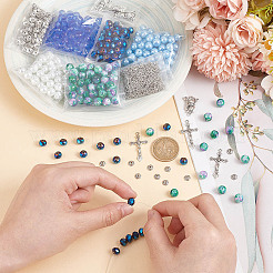 DIY Rosenkranz Perlen Stil Halsketten Armband Herstellung Kit&nbsp;DIY-AR0003-71