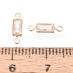 Maglie/ciondoli di collegamento in ottone con zirconi cubici trasparenti&nbsp;ZIRC-T017-09KCG