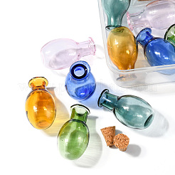 10 Stück ovale Glaskorkenflaschen in 5 Farben als Ornament&nbsp;DJEW-FS0001-01