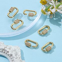 6 Stück Messing Micro Pave klare Zirkonia Schraubkarabiner Verschluss Charms&nbsp;ZIRC-ME0001-07