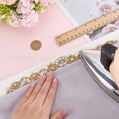 Ceinture en polyester ornée de strass et de fleurs (1 pièce) pour robe de mariée&nbsp;AJEW-FG0005-77G