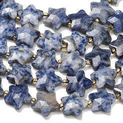 Fili di perline naturali a pois blu&nbsp;G-P573-C45-01