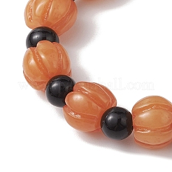 3 Uds. Conjuntos de pulseras elásticas con cuentas de resina de calavera y calabaza de Halloween de 3 estilos&nbsp;BJEW-JB10877