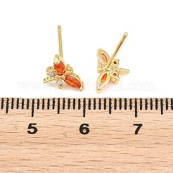 Aretes de latón con micro pavé de circonio cúbico para mujer&nbsp;KK-A305-08G-03