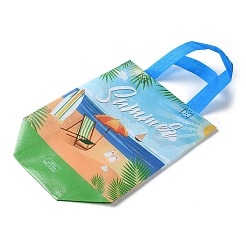 Sacchetti regalo pieghevoli riutilizzabili in tessuto non tessuto stampato a tema estivo con manico&nbsp;ABAG-F009-B04