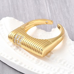 Bagues ouvertes réglables en laiton avec micro pavé de zircones cubiques pour femmes&nbsp;RJEW-K292-10G