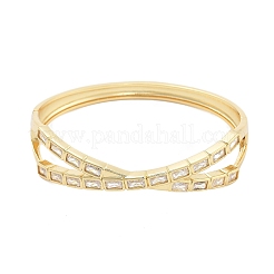 Brazaletes con bisagras de circonita cúbica transparente con micropavé de latón chapado en rack para mujer&nbsp;BJEW-G730-03G