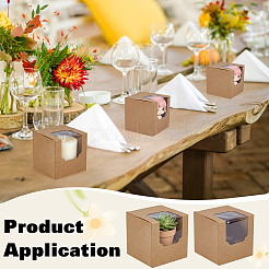 Boîtes cubiques en papier pour cupcakes avec fenêtre visible.&nbsp;BAKE-WH0002-002A