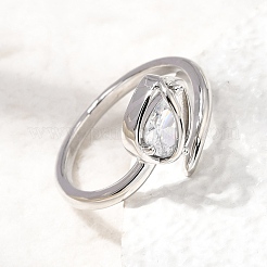 Anelli aperti con polsino in ottone micro pavé di zirconi cubici per donna&nbsp;RJEW-L343-01P-02