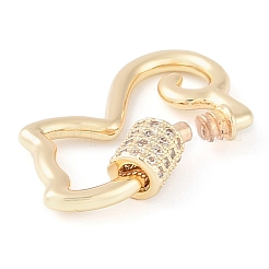 Fermoirs porte-clés en laiton plaqué micro pavé de zircone cubique&nbsp;KK-K374-03B-G