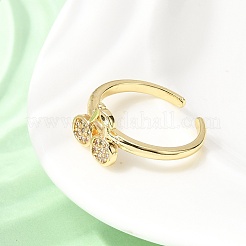 Messing Micro Pave klare Zirkonia Manschette offene Ringe&nbsp;RJEW-C164-04A-G