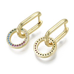 Boucles d'oreilles huggie en laiton micro pavé zircone cubique&nbsp;KK-R137-021B-NF