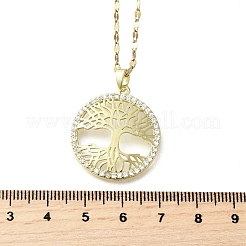 Messing Micro Pave klare Zirkonia Baum des Lebens Anhänger&nbsp;NJEW-H066-01F-G