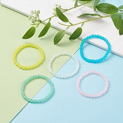 Bracelet extensible en perles rondes en verre imitation jade 6.5mm pour femme&nbsp;BJEW-JB07658