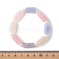 Bracciali elasticizzati con colonna di giada malese naturale tinta e perle di conchiglia&nbsp;BJEW-JB14349-01