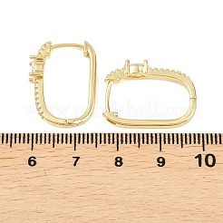 Orecchini a cerchio in ottone rettangolare con micro pavé di zirconi cubici trasparenti&nbsp;EJEW-D348-07G