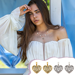 120 breloque en forme de cœur en alliage filigrané de style tibétain&nbsp;FIND-UN0015-61