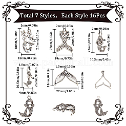 112 pièces 7 styles de pendentifs en alliage de styles tibétains&nbsp;TIBEP-SC0003-06